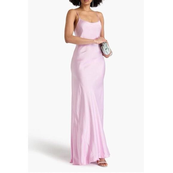 VICTORIA BECKHAM Satin maxi slip dress Baby Pink Sz 10 $1500 MSRP NWT - Picture 1 of 16
